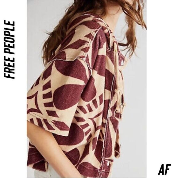 FREE PEOPLE TERRI CARDI HOODIE WINE TAN NEW SMALL - Picture 3 of 8